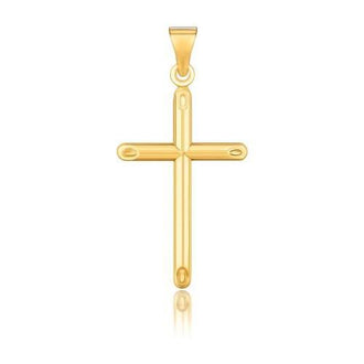 14k Yellow Gold Slim Cross Pendant with Slanted Ends