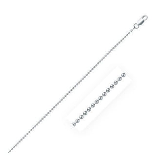 Rhodium Plated 1.5mm Sterling Silver Bead Style Chain, size 18''