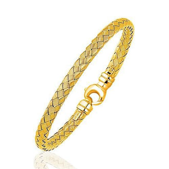 Fancy Weave Bangle in 14k Yellow Gold (5.0mm), size 7.25''