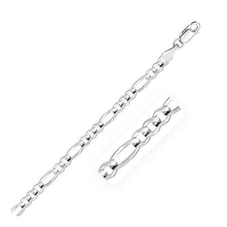 4.6mm 14k White Gold Solid Figaro Chain, size 20''