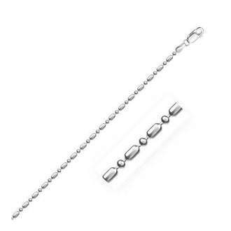 Sterling Silver Rhodium Plated Bead Chain 1.5mm, size 16''
