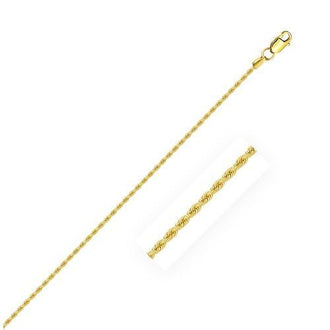 14k Yellow Gold Solid Rope Chain 1.25mm, size 16''