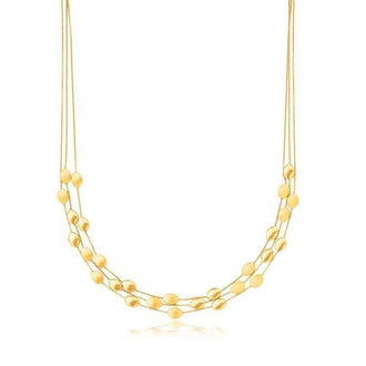 14k Yellow Gold Triple Strand Pebble Necklace, size 17''