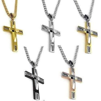 Keepsake Cross Pendant With A Curb Chain For Men 18kt Gold Plated