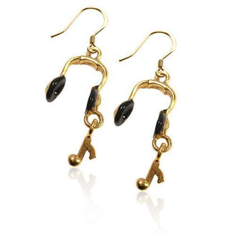 Headphones Charm Earrings in Gold