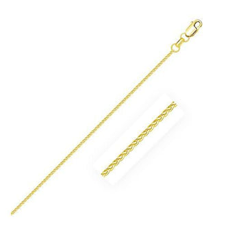 14k Yellow Gold Diamond Cut Round Wheat Chain 1.1mm, size 16''