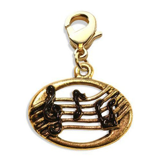 Disc with Musical Notes Charm Dangle in Gold