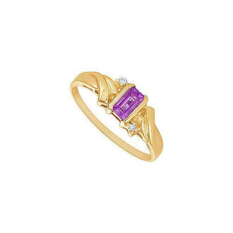 Amethyst and Diamond Ring : 14K Yellow Gold - 1.00 CT TGW