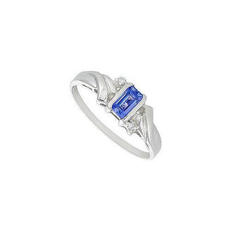 Blue Sapphire and Diamond Ring : 14K White Gold - 1.00 CT TGW