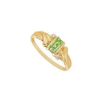 Peridot and Diamond Ring : 14K Yellow Gold - 1.00 CT TGW