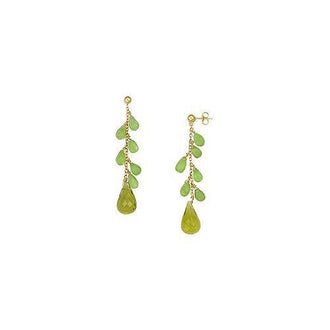 Peridot and Lemon Quartz Earrings : 14K Yellow Gold - 25.00 CT TGW