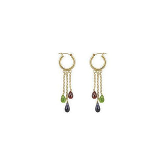 Multicolor Gemstone Drop Earrings : 14K Yellow Gold - 6.00 CT TGW