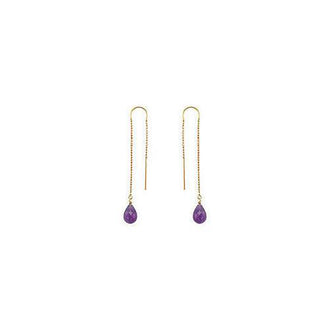 Amethyst Thread Earrings : 14K Yellow Gold - 2.00 CT TGW