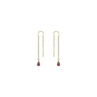 Garnet Thread Earrings : 14K Yellow Gold - 2.00 CT TGW