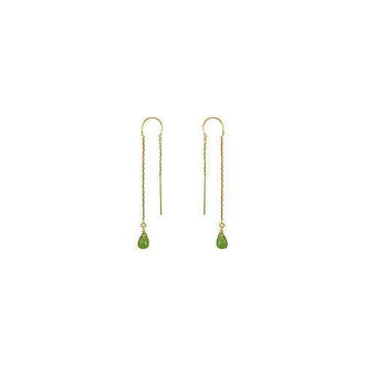 Peridot Thread Earrings : 14K Yellow Gold - 2.00 CT TGW