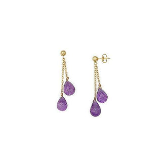 Amethyst Drop Earrings : 14K Yellow Gold - 25.00 CT TGW