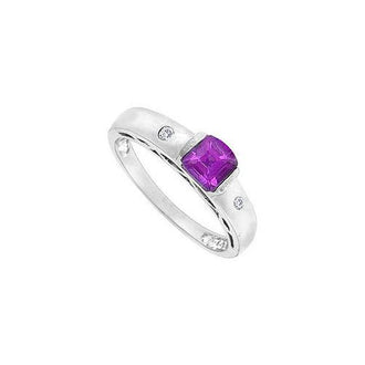 Amethyst and Diamond Ring : 14K White Gold - 0.66 CT TGW