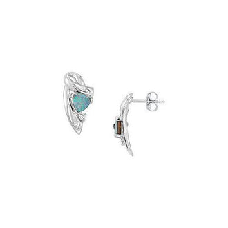 14K White Gold Opal and Diamond Earrings 0.66 CT TGW