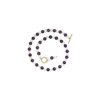 Cultured Pearl and Amethyst Necklace : 14K Yellow Gold - 75.00 CT TGW