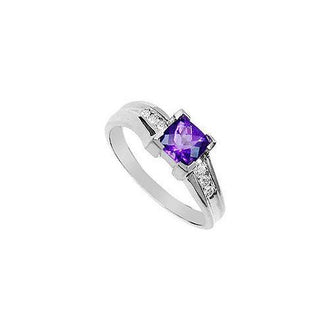 Amethyst and Diamond Ring : 14K White Gold - 0.75 CT TGW