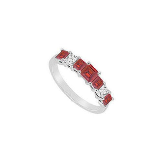 Ruby and Diamond Wedding Band : 14K White Gold - 2.50 CT TGW