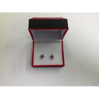 Purple CZ Stud Earring in Gift Box