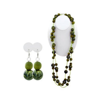 Green Beaded Necklace & Earrings Set ( Case of 10 )