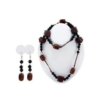 Brown & Black Beaded Necklace & Earrings Set ( Case of 10 )