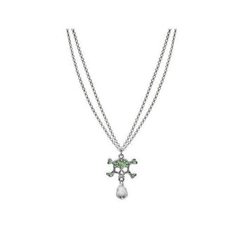 Double Strand Rhinestone Skull & Crossbones Necklace ( Case of 6 )