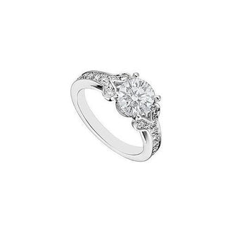 14K White Gold Prong Set Cubic Zirconia Ring  4.00 CT TGW