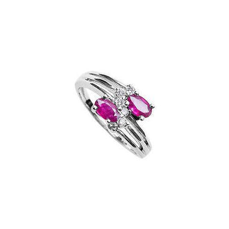 Ruby and Diamond Ring : 14K White Gold - 2.00 CT TGW