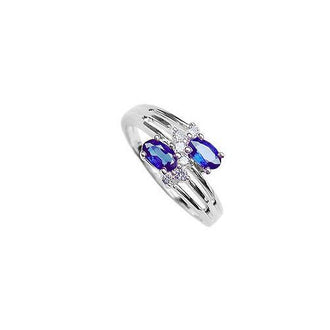 Blue Sapphire and Diamond Ring : 14K White Gold - 2.00 CT TGW