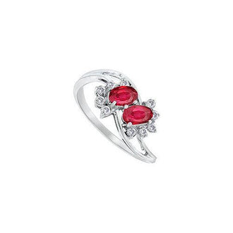 Ruby and Diamond Ring : 14K White Gold - 2.00 CT TGW