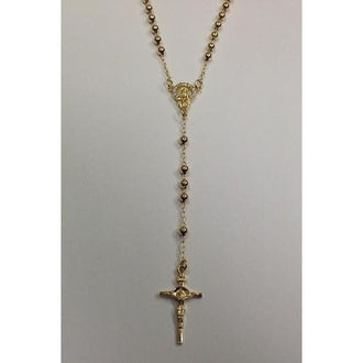 Gold Electroplated Rosary 18"-20" with CZ in centerpiece in a Red Pouch