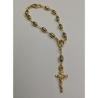 Gold Electroplated 7 1/2" Rosary Bracelet in a Red Pouch