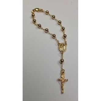 Gold Electroplated 6 mm 7 1/2" Rosary Bracelet in a Red Pouch