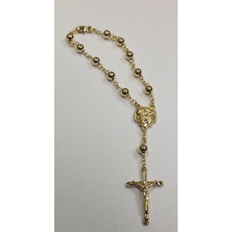 Gold Electroplated 6 mm 7 1/2" Rosary Bracelet in a Red Pouch