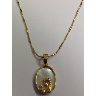 Gold Electroplated 18" Necklace with Mother-of-Pearl Pendant in a Gift Box