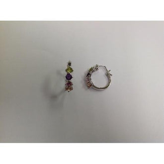 Multicolor Round CZ Hoop Earring