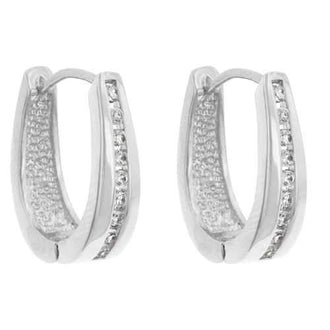 Elegant Rhodium Plated Finish Cubic Zirconia Hoop Earrings