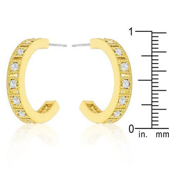 Roma Goldtone Finish Crystal Hoop Earrings