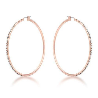 Large Rosegold Hoop Earrings with Crystals