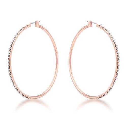 Large Rosegold Hoop Earrings with Crystals