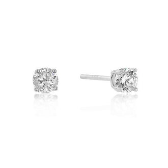 4mm New Sterling Round Cut Cubic Zirconia Studs Silver