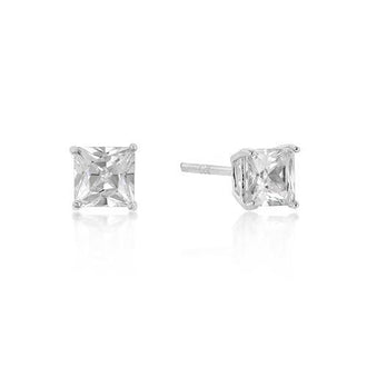 5mm New Sterling Princess Cut Cubic Zirconia Studs Silver