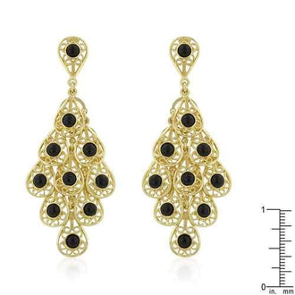 Onyx Filigree Chandelier Earrings