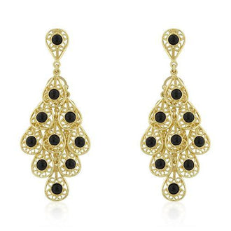 Onyx Filigree Chandelier Earrings