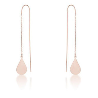 Chloe Rose Gold Stainless Steel Teardrop Threaded Drop Earrings