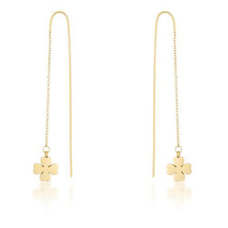 Patricia Gold Stainless Steel Clover Threaded Drop Earrings