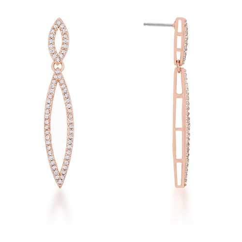 Sara 1.2ct CZ Rose Gold Delicate Double Teardrop Drop Earrings